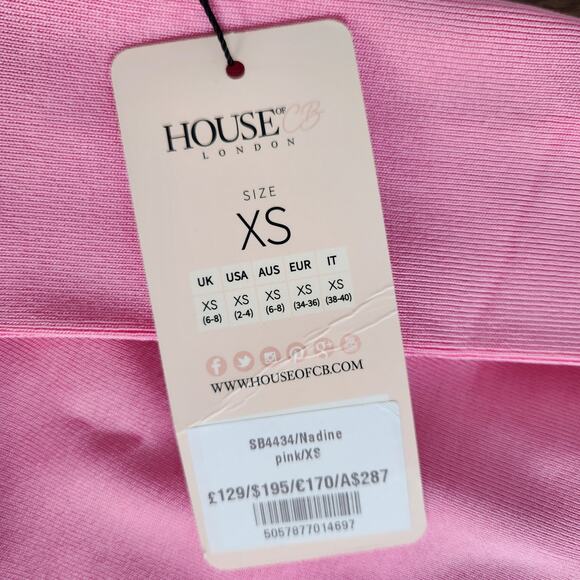 House of CB Nadine Pink Bandage One Shoulder Dress XS Wedding Cocktail Retro Y2K - Picture 5 of 9